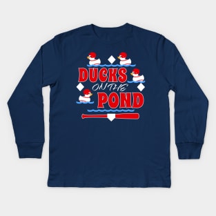 Cute Baseball Mom Ducks on the Pond Baseball Saying Funny Original Kids Long Sleeve T-Shirt